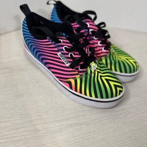 Heelys Skate Shoes Rainbow Zebra Print‎ Roller Sneakers Kid's 5